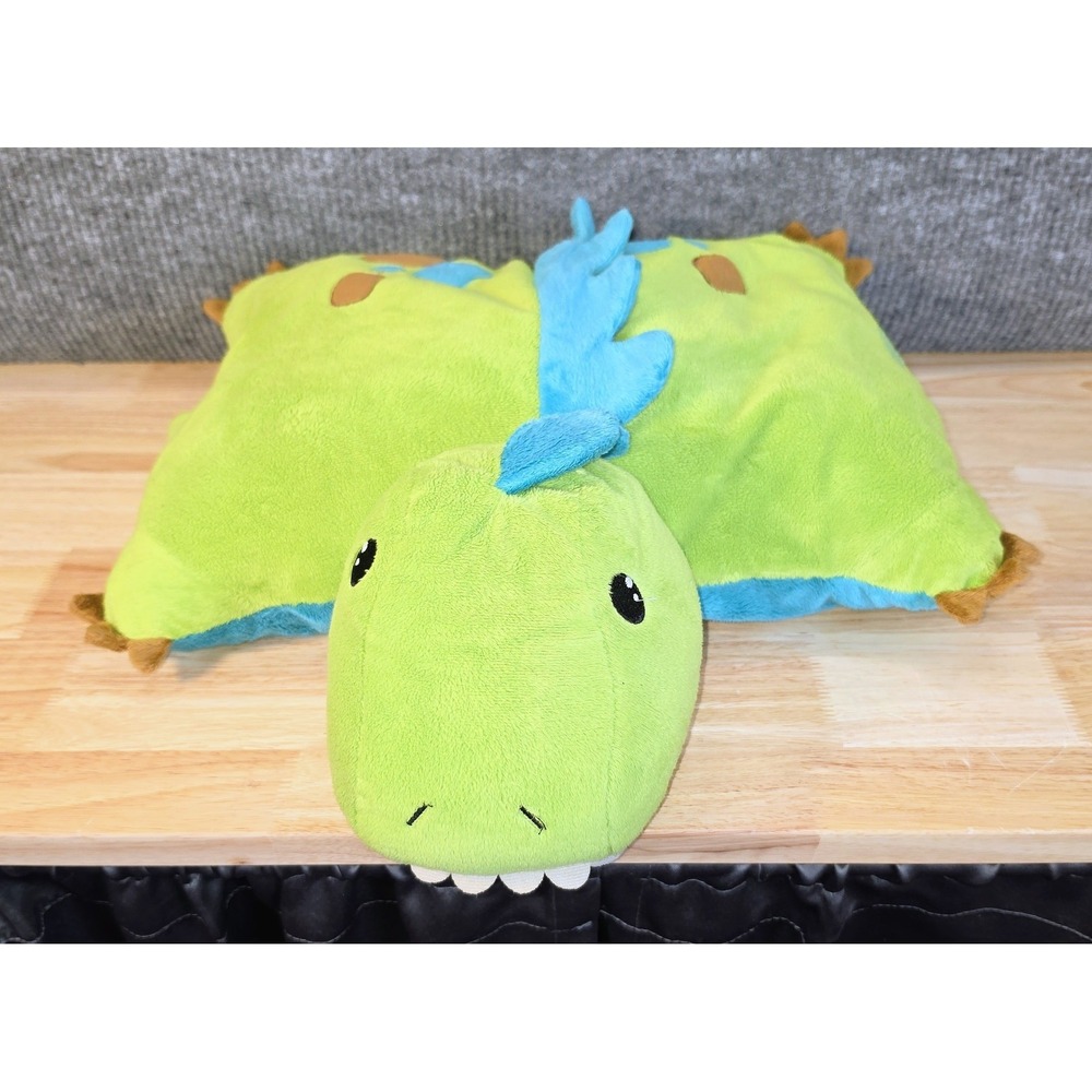 🔥 Pillow Pet Dinosaur Green Blue with Spots Stuffed Animal Plush Toy 18" x 21"‎